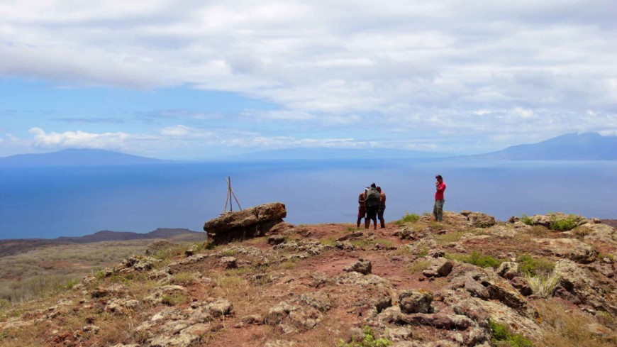 At the top of Moaʻulaiki with Lānaʻi, Molokaʻi, and Maui in the distance.