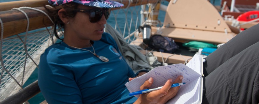 Haunani continues to take notes of the days heading.